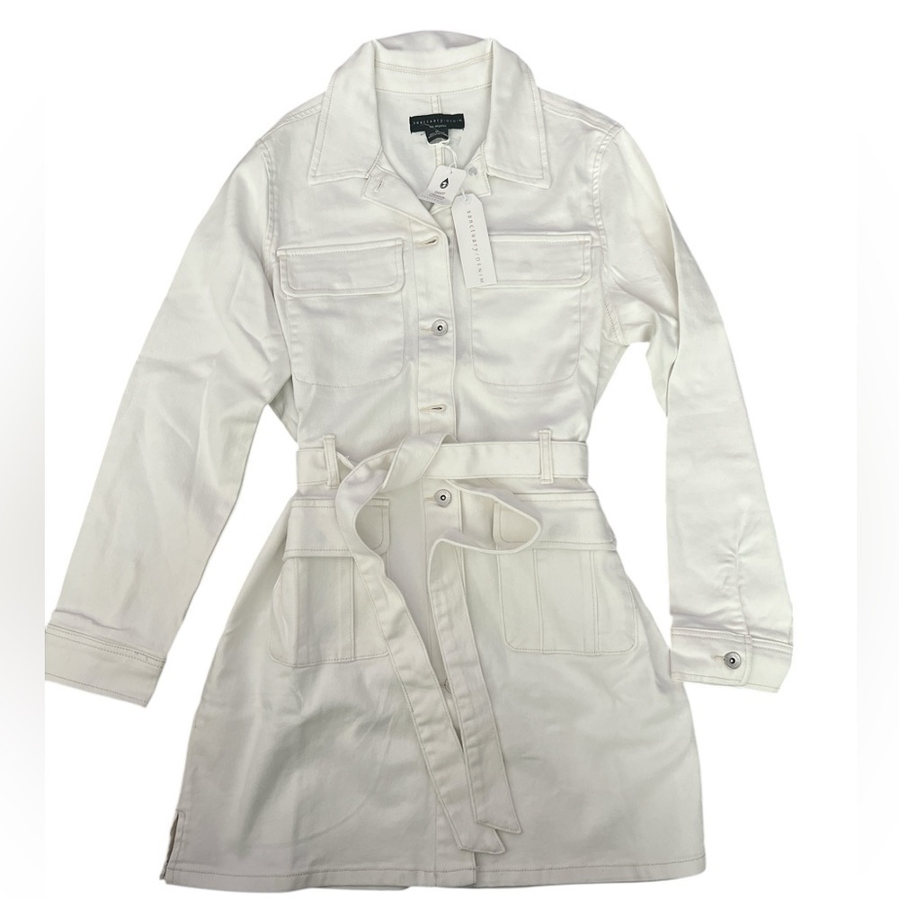 SANCTUARY denim off white utility casual shirt dress Size Medium Nwt - Picture 4 of 9